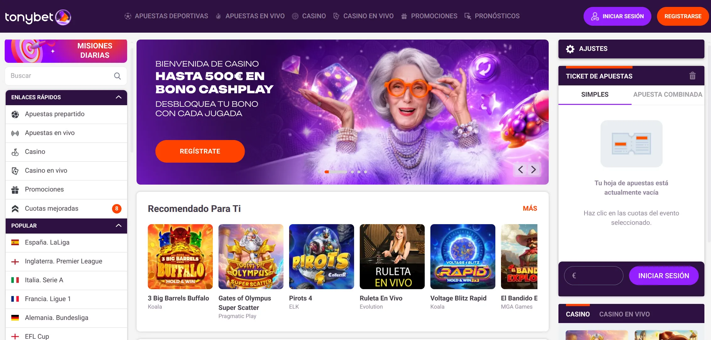 TonyBet Mejor Casino Online España
